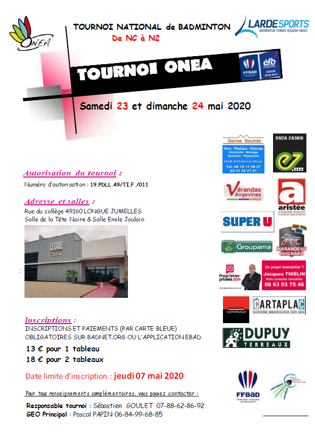 Tournoi Badminton LONGUE-JUMELLES